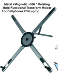 Portable Magnetic Phone Holder & Selfie Stick 3-in-1 Foldable Tripod Stand for iPhone iPad Tablet Laptop Desktop Use