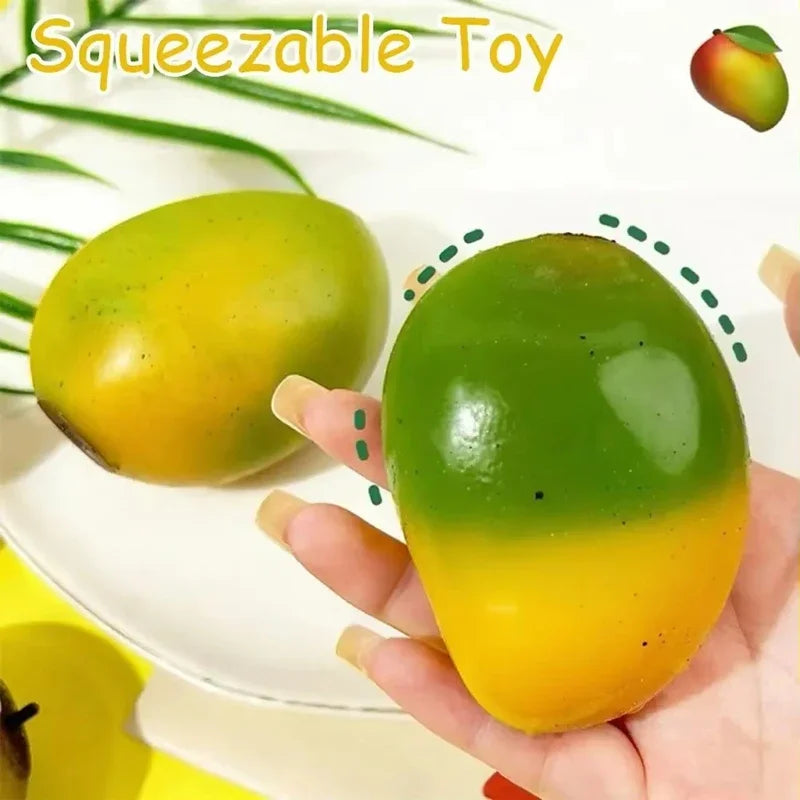 2026 Squishy Mango Stress Balls Squeeze Toy Color-Changing Mango Strawberry Handmade Squishy Fidget Balls Stress Relief Toy Gift
