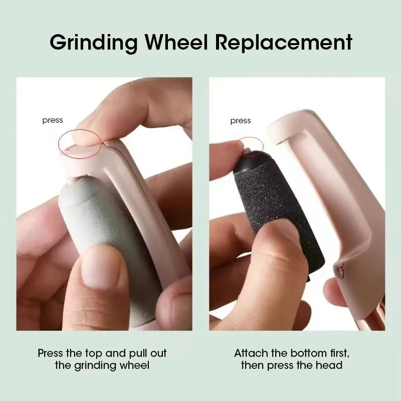 NEW USB Electric Dead Skin Pedicure Automatic Foot Grinder Rechargeable Roller Feet Pedicure Tool with 2 Removable Roller Heads